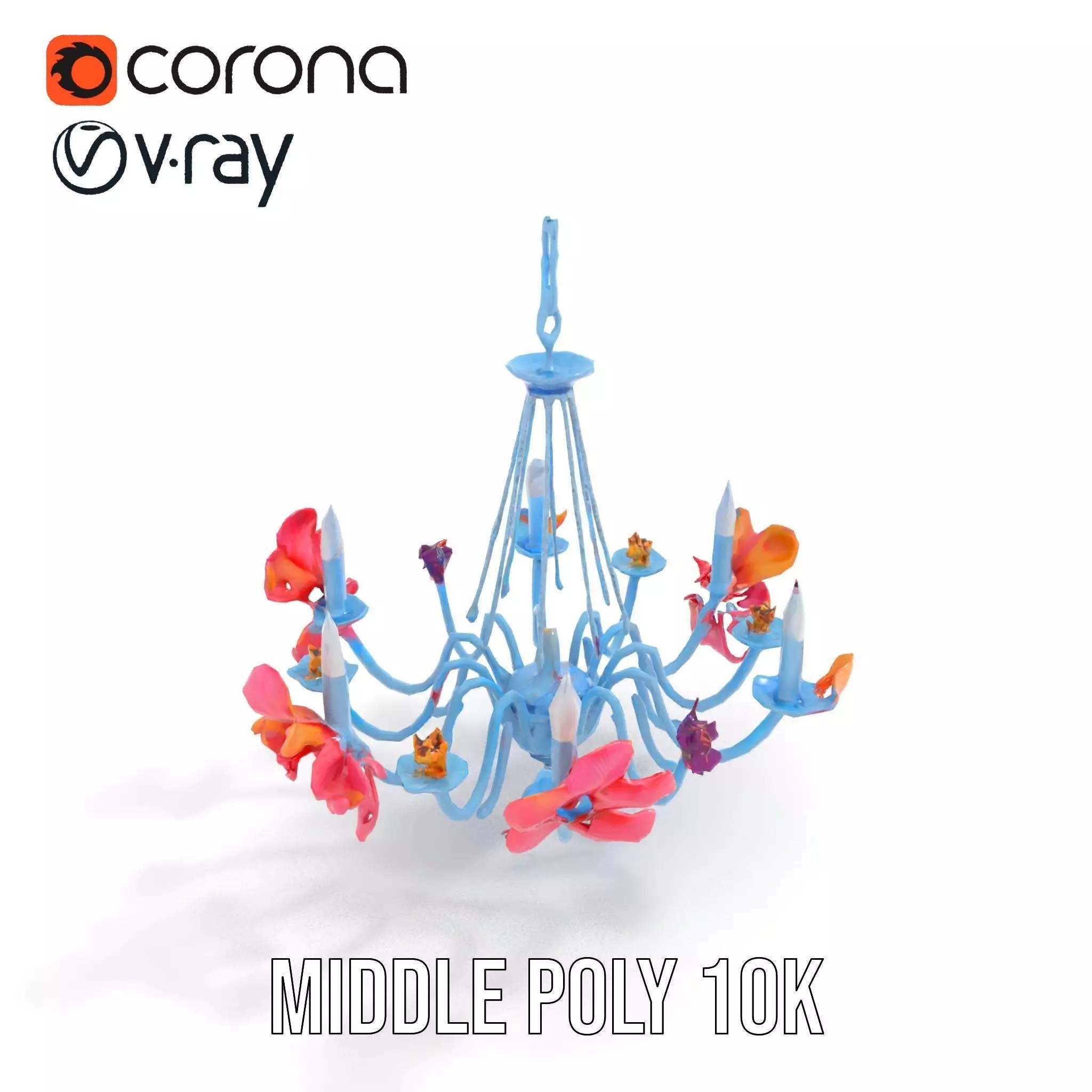 Floral Chandelier Model Pack with Decorative Elements Low-poly 3D model_11