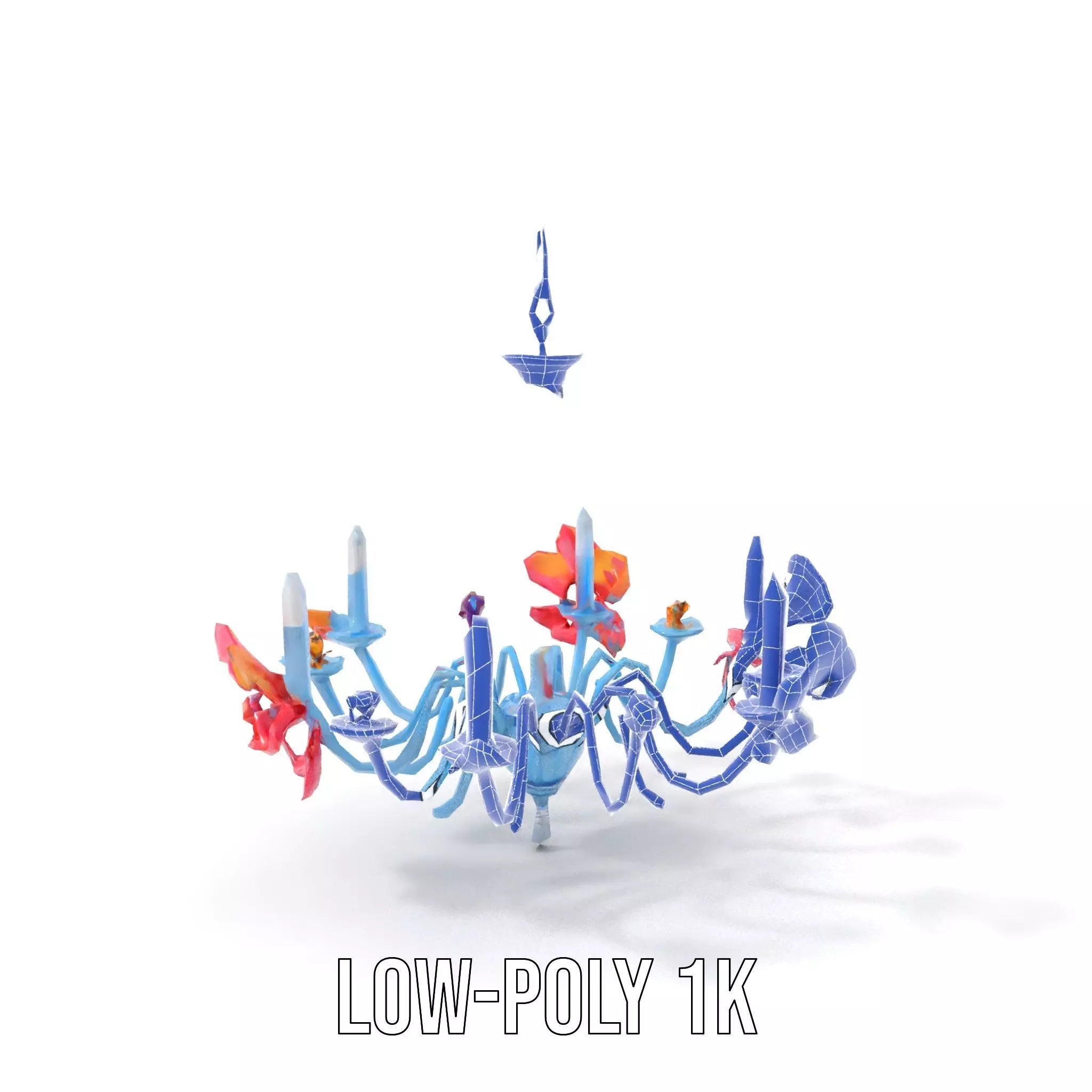 Floral Chandelier Model Pack with Decorative Elements Low-poly 3D model_31