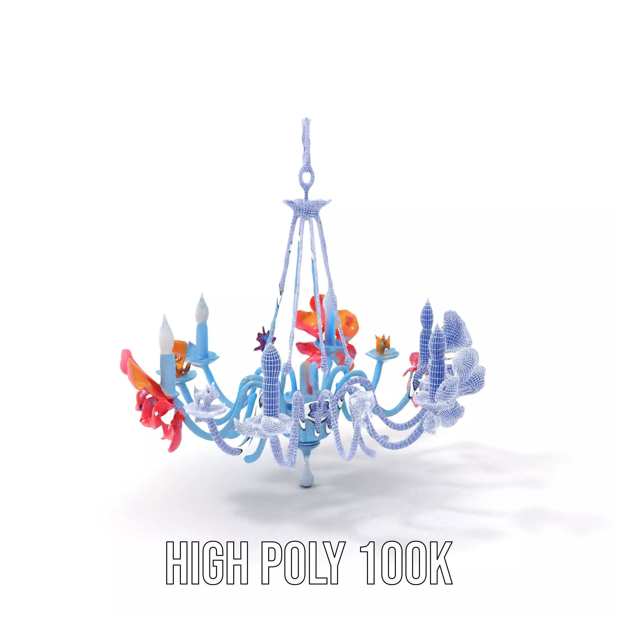 Floral Chandelier Model Pack with Decorative Elements Low-poly 3D model_5