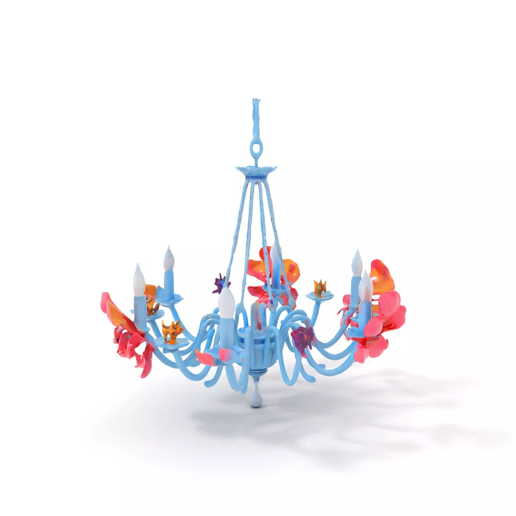 Floral Chandelier Model Pack with Decorative Elements Low-poly 3D model_0