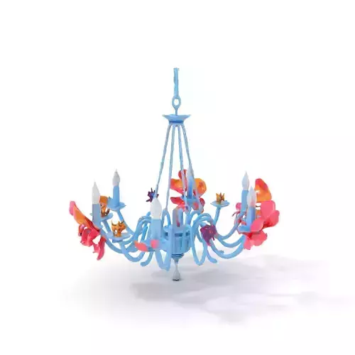 Floral Chandelier Model Pack with Decorative Elements Low-poly 3D model