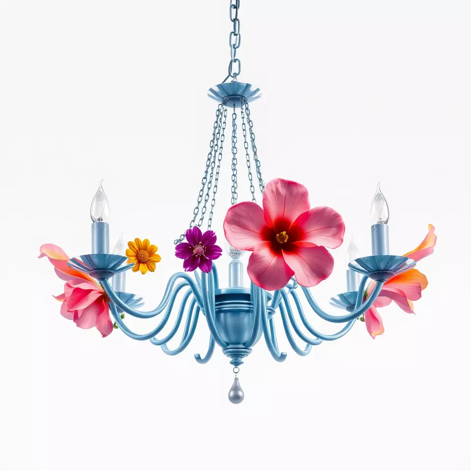 Floral Chandelier Model Pack with Decorative Elements Low-poly 3D model_3