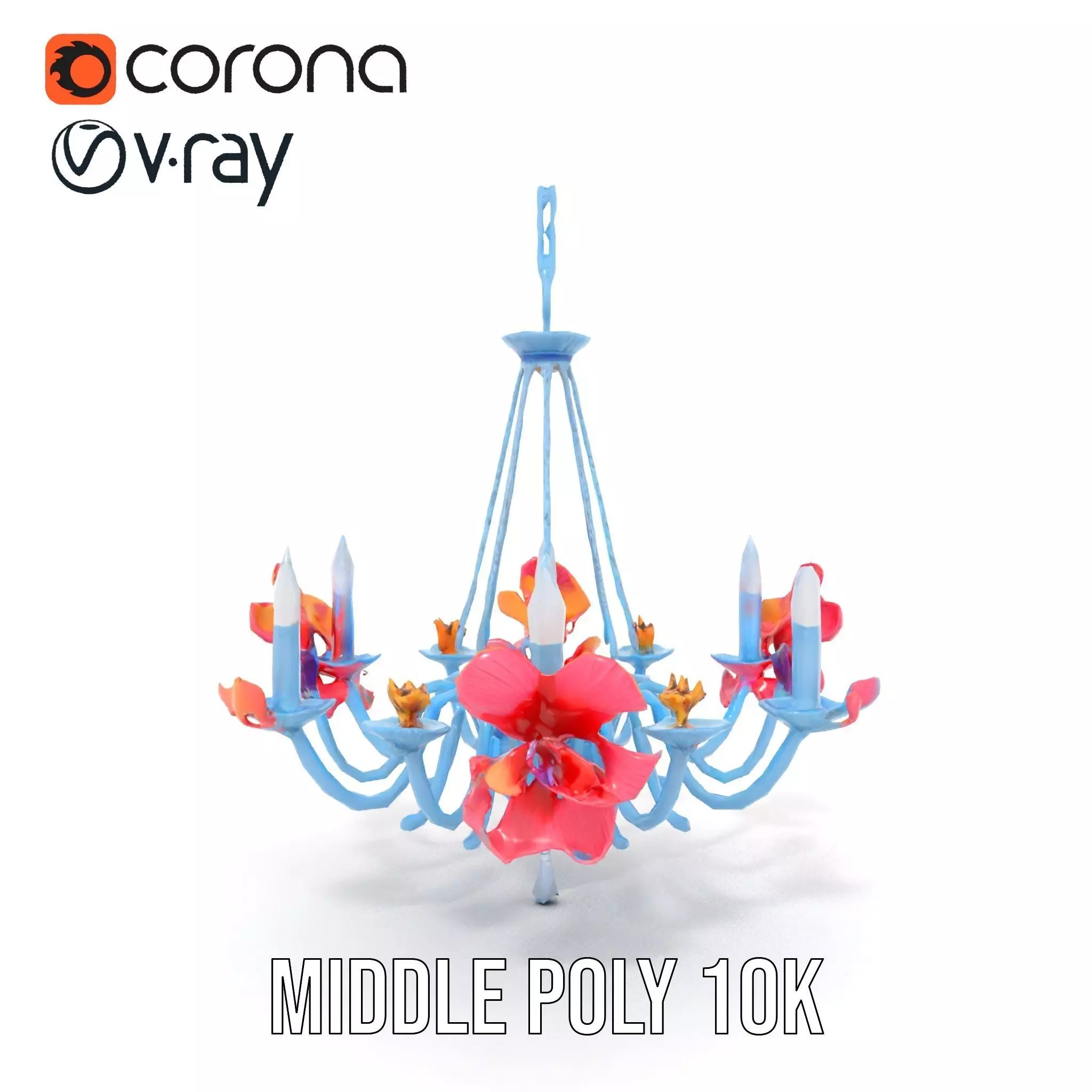 Floral Chandelier Model Pack with Decorative Elements Low-poly 3D model_14