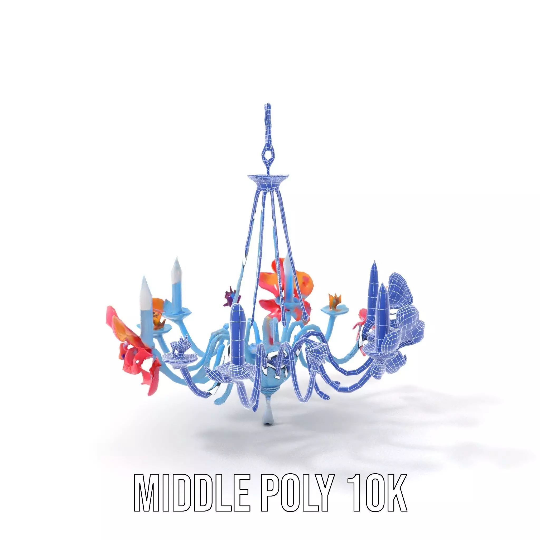 Floral Chandelier Model Pack with Decorative Elements Low-poly 3D model_30
