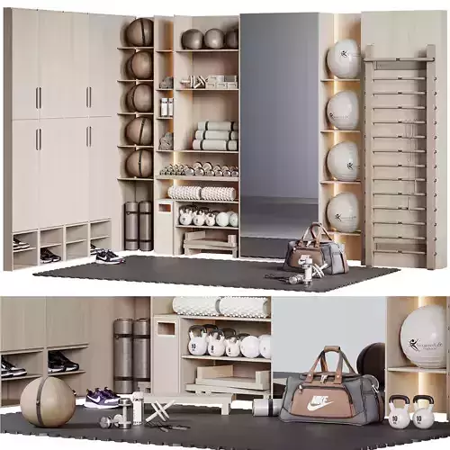 Home Gym Wall Rack with Equipment 05