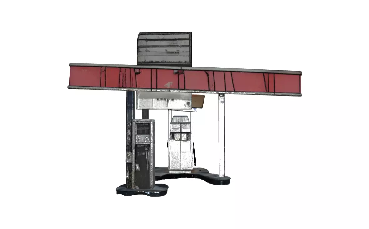 Abandoned Gas Station Relic 3D model_0