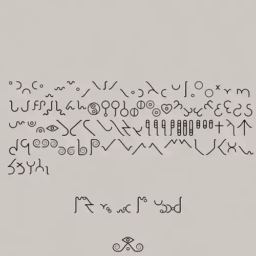 A complete 3D arcane glyph alphabet of 100 unique symbols