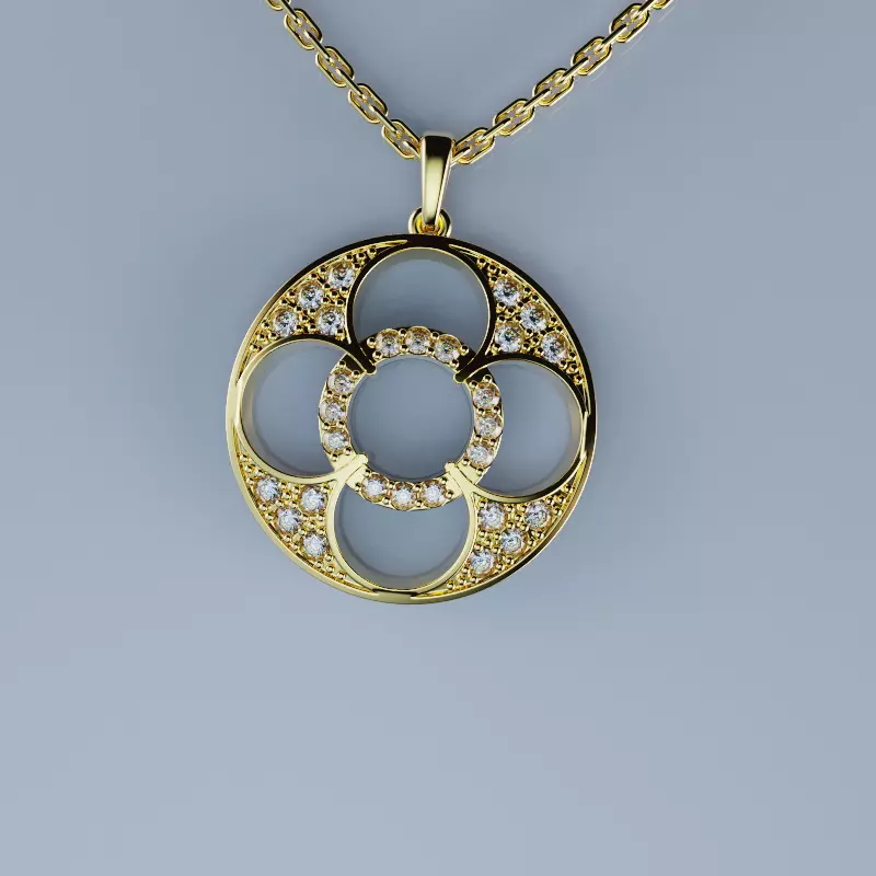 Pendant  Roun Flower  3D print model_2