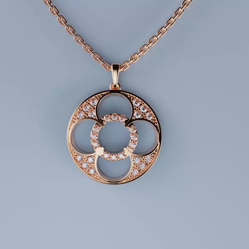 Pendant  Roun Flower  3D print model_1