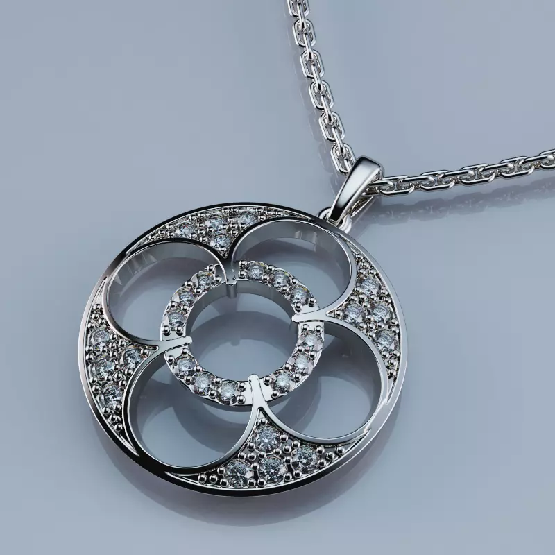 Pendant  Roun Flower  3D print model_0