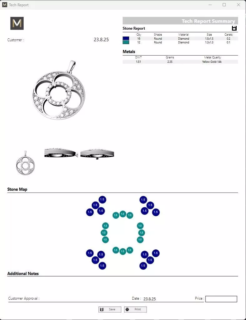 Pendant  Roun Flower  3D print model_5