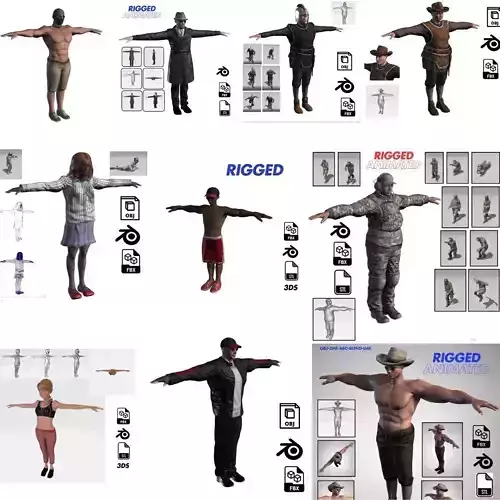 Ultimate Character Pack Game-Ready Rigged Animated 3D Models 3D Model Collection