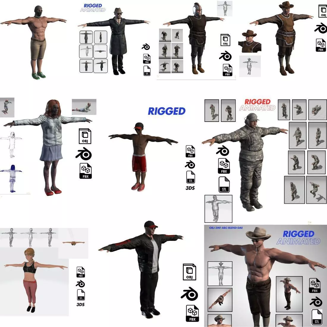 Ultimate Character Pack Game-Ready Rigged Animated 3D Models 3D Model Collection_0