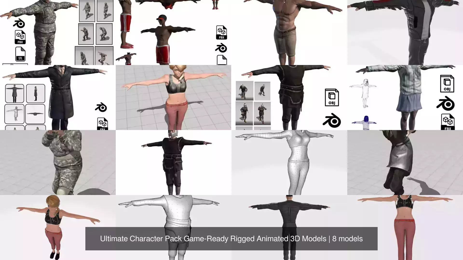 Ultimate Character Pack Game-Ready Rigged Animated 3D Models 3D Model Collection_1