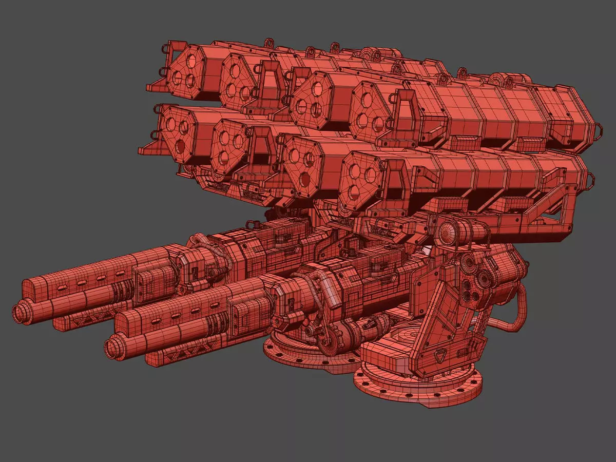 scifi Machine Gun Low-poly 3D model_7
