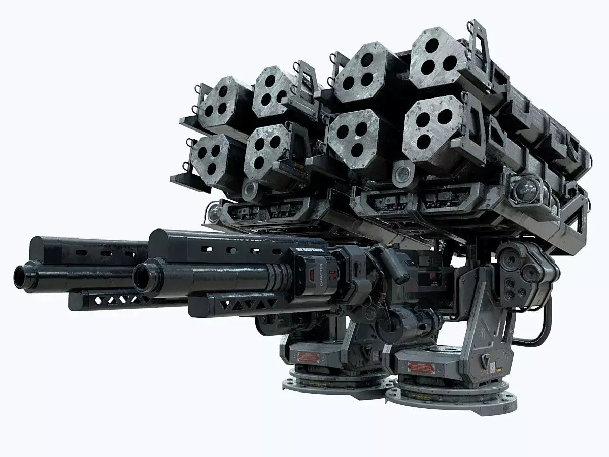 scifi Machine Gun Low-poly 3D model_0