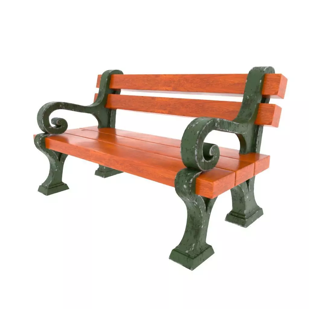Cartoonish Street bench Low-poly 3D model_0