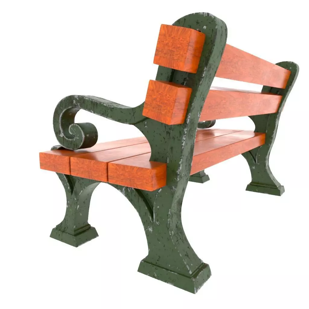 Cartoonish Street bench Low-poly 3D model_2