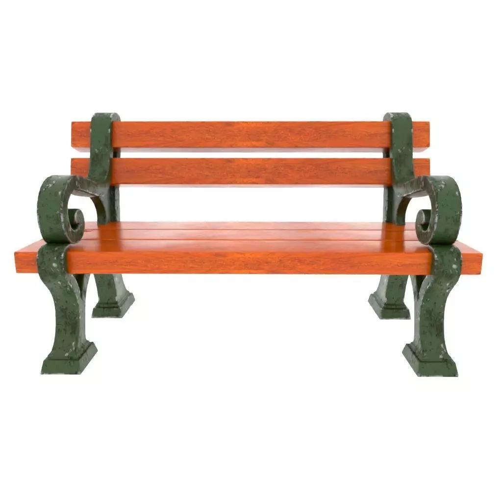 Cartoonish Street bench Low-poly 3D model_1