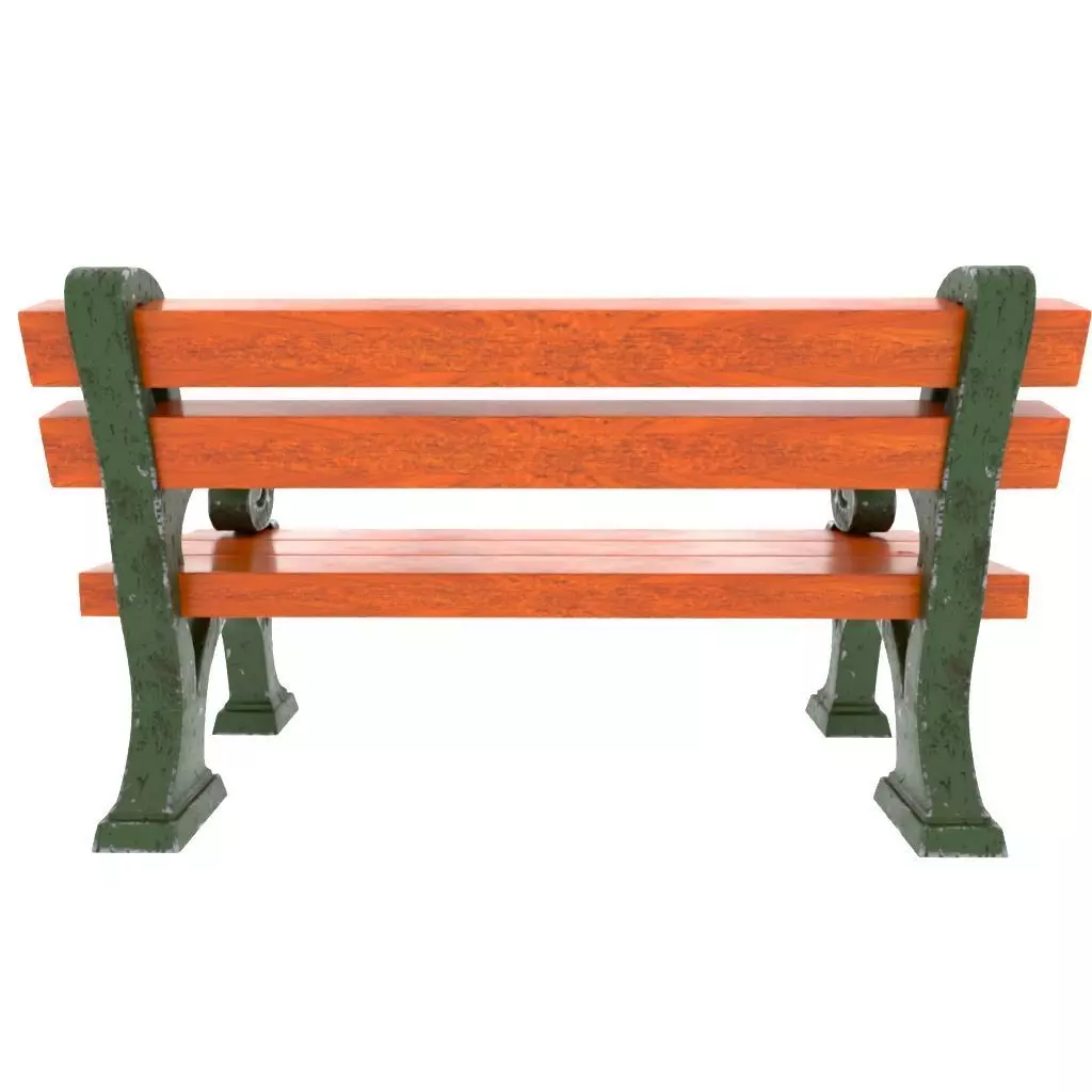 Cartoonish Street bench Low-poly 3D model_3