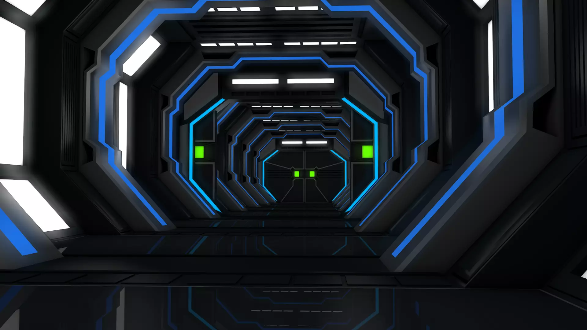 Low Poly Sci Fi Corridor 3D model_3