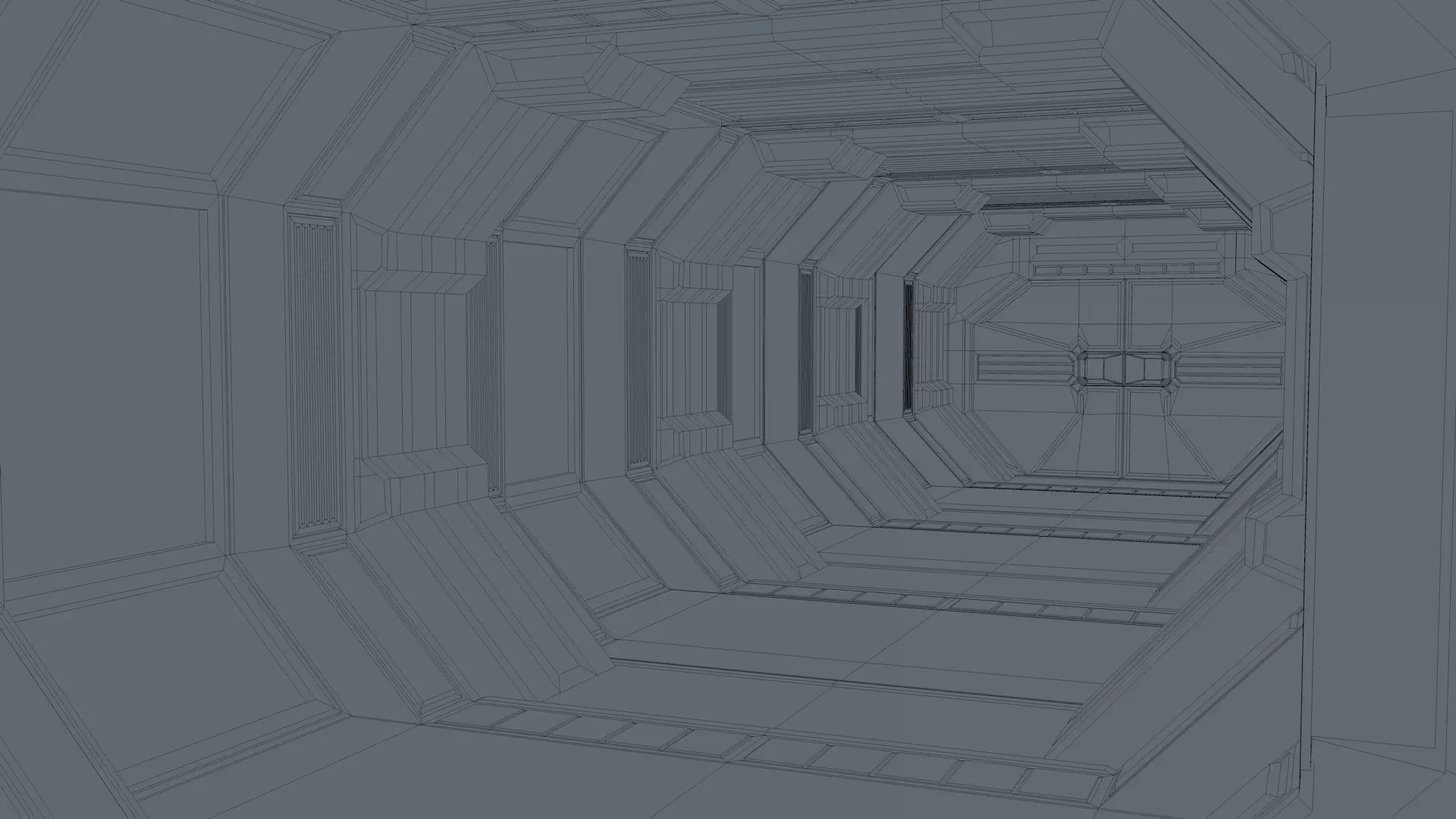 Low Poly Sci Fi Corridor 3D model_10