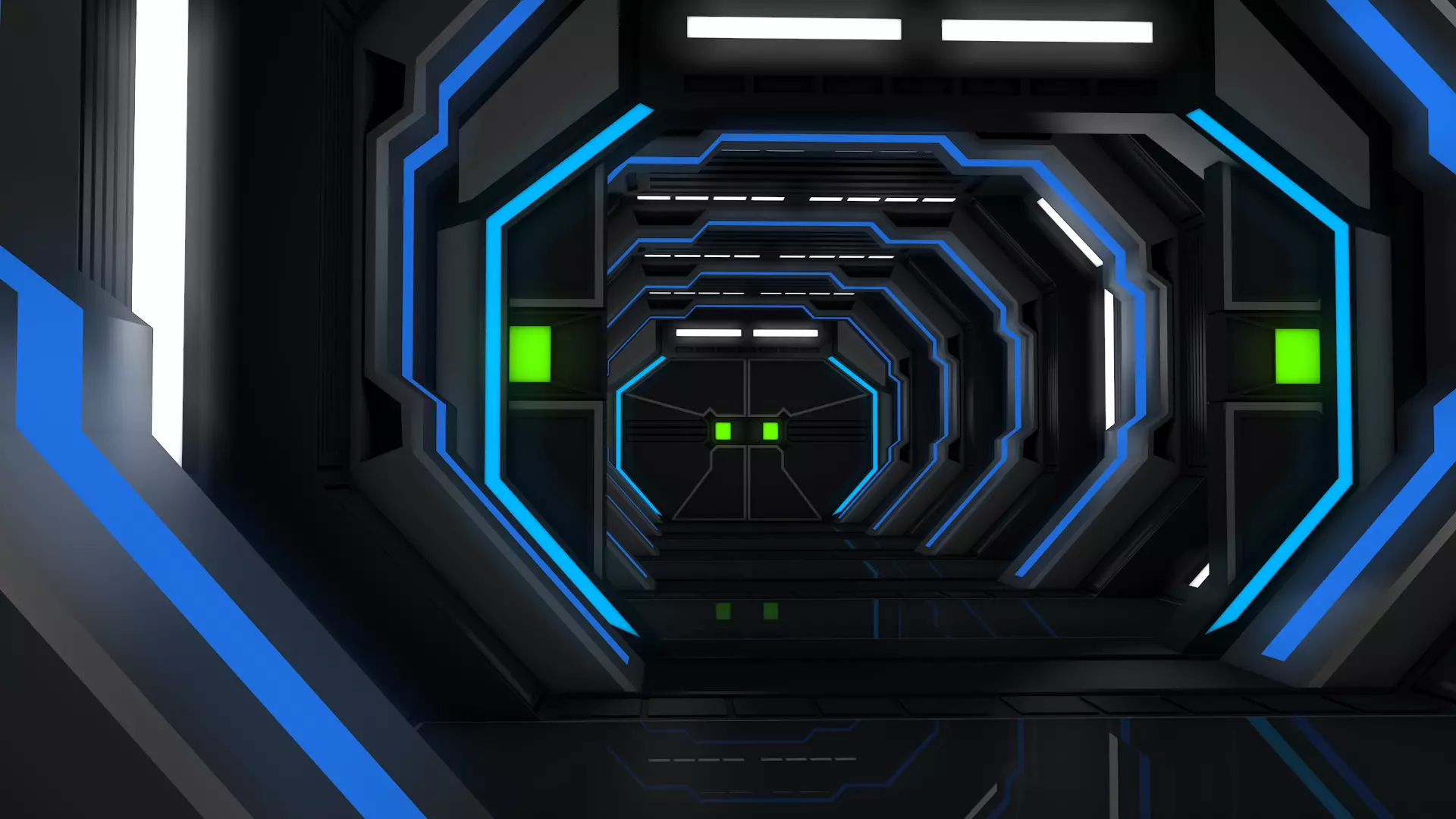 Low Poly Sci Fi Corridor 3D model_4