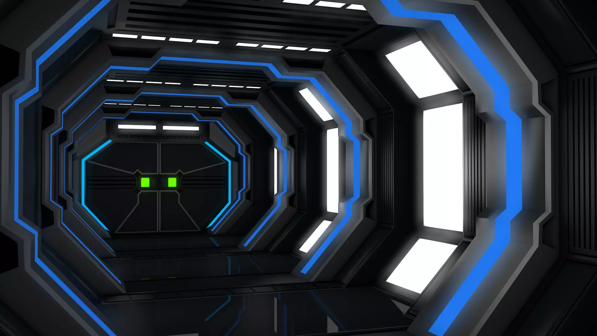 Low Poly Sci Fi Corridor 3D model_2