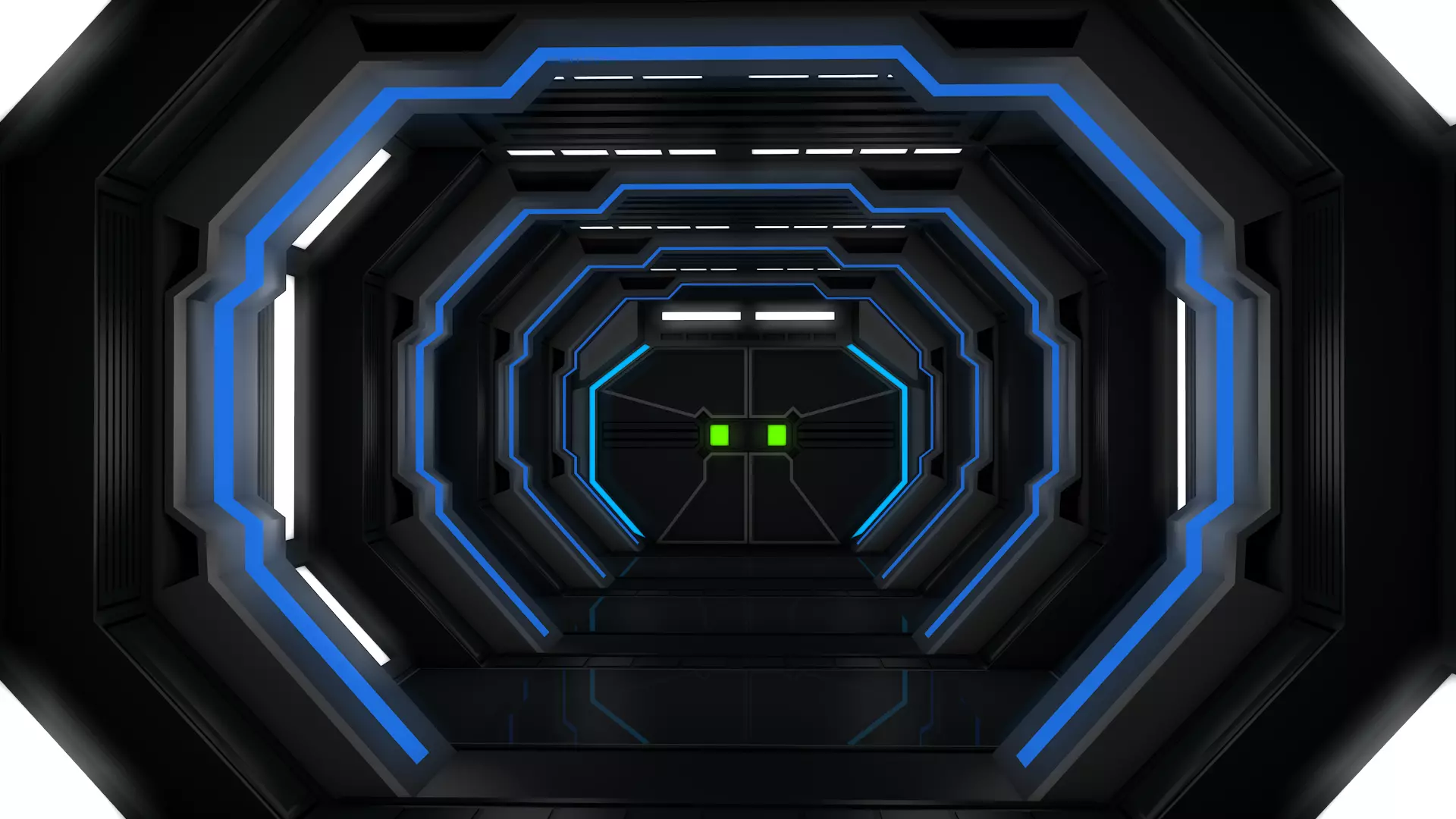 Low Poly Sci Fi Corridor 3D model_0
