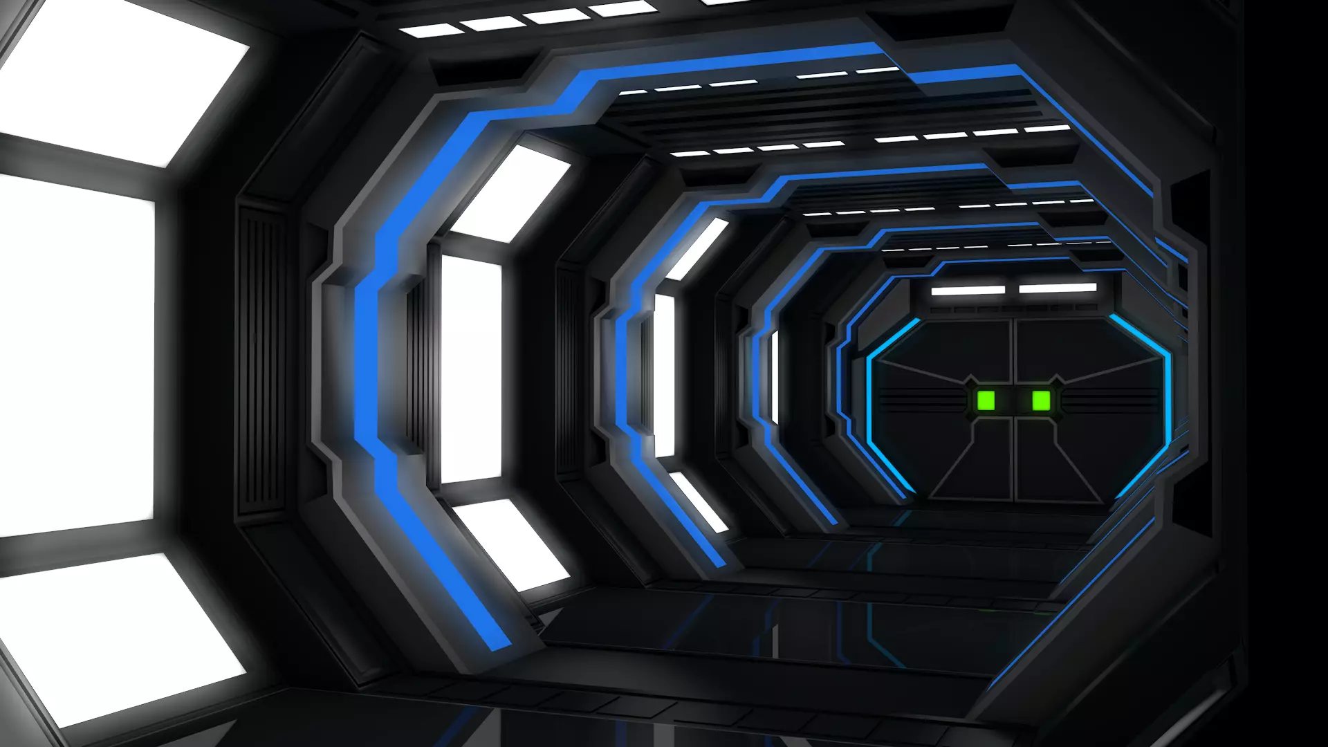 Low Poly Sci Fi Corridor 3D model_1