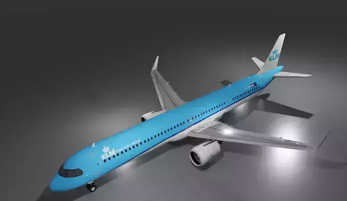 KLM Airbus a321neo low poly 3D Model  Low-poly 3D model