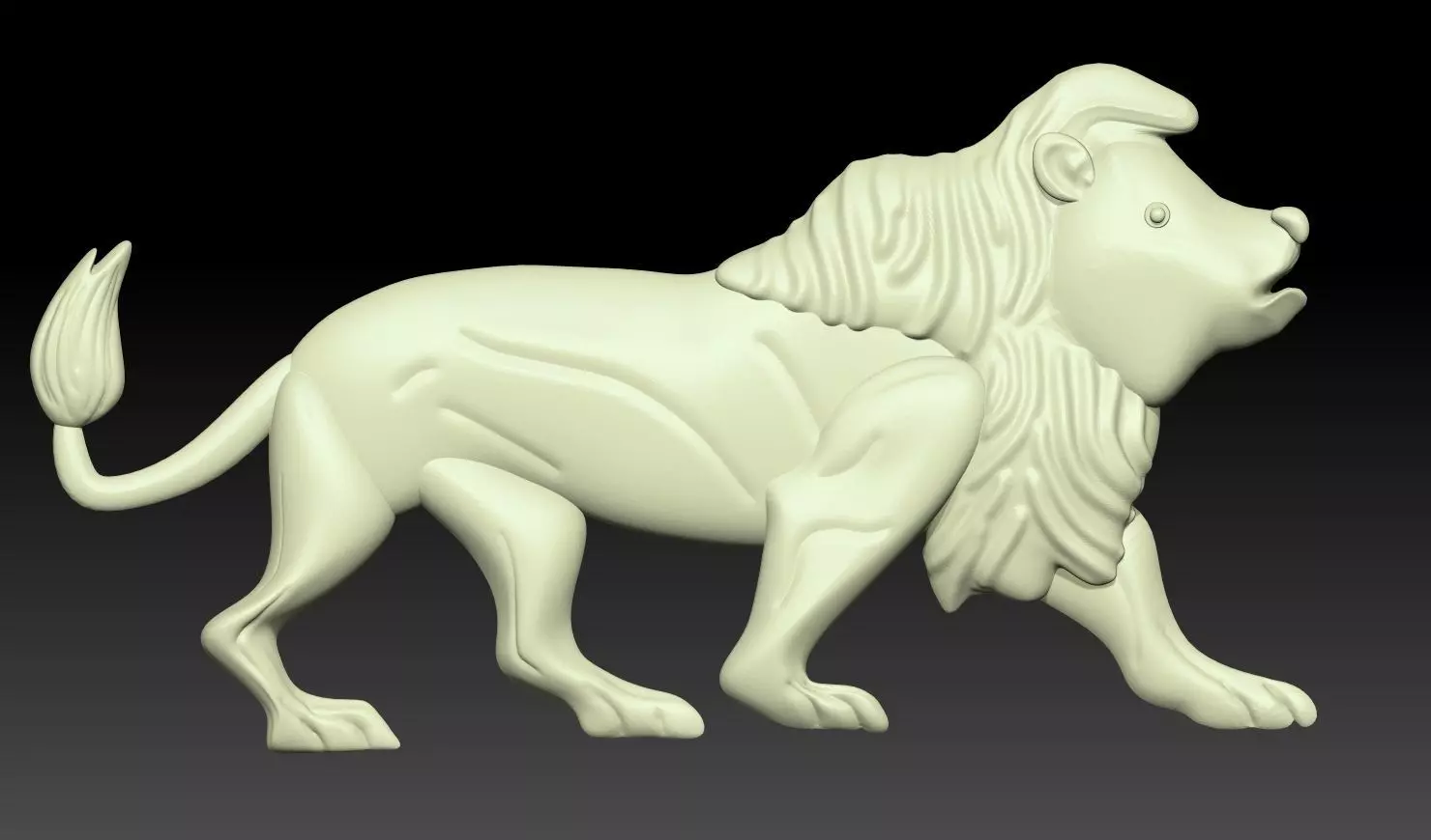 Walking Lion Relief 3D print model_0