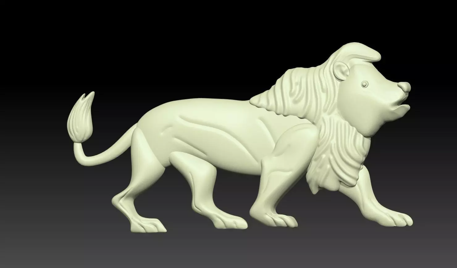 Walking Lion Relief 3D print model_3