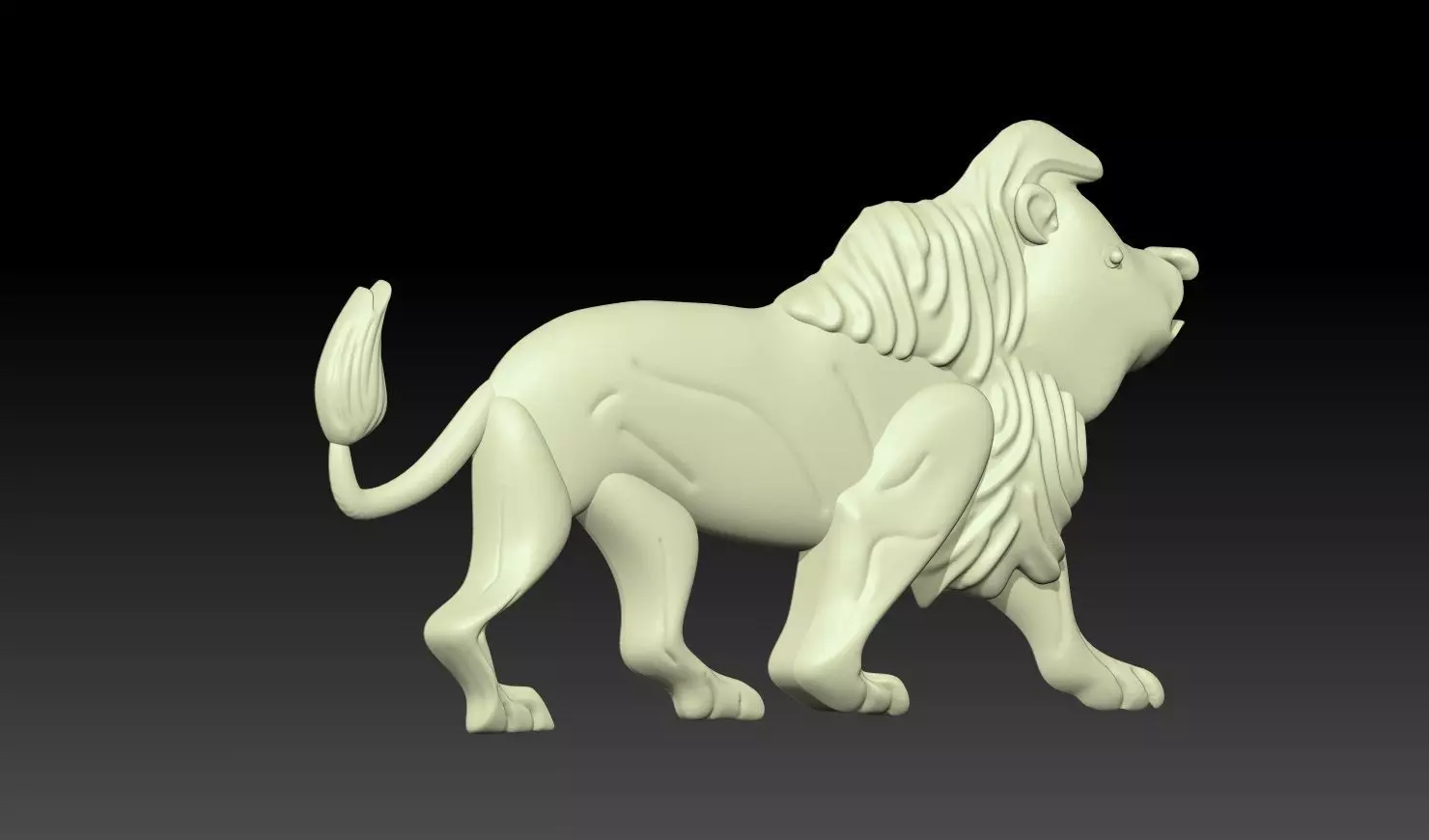 Walking Lion Relief 3D print model_4