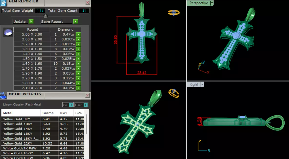 Cross Gold Pendant Full Diamond CG01 3D print model