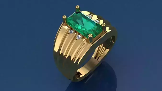 Emerald Cut-Ring Jewelry for Men 3D print model