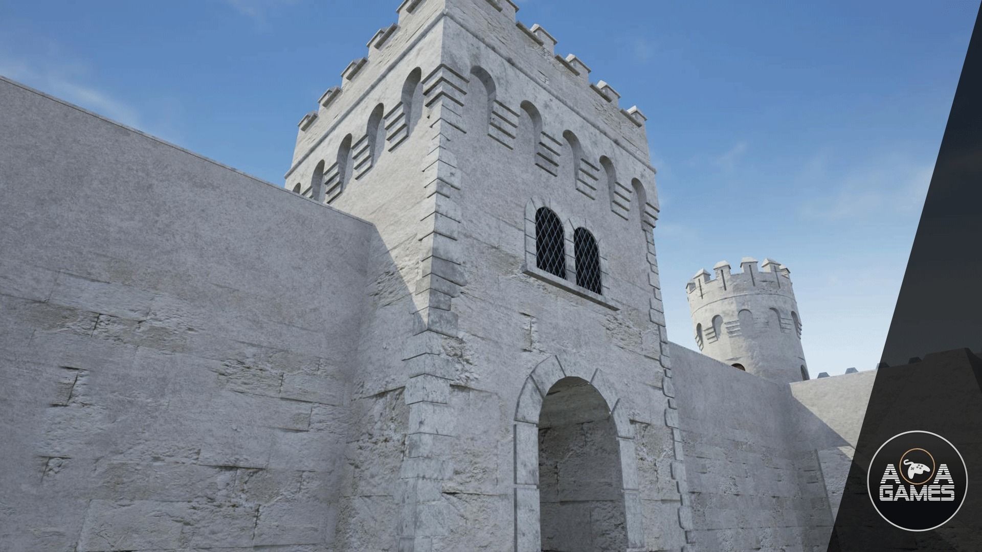 Medieval castle modular walls and towers 2 Low-poly 3D model_2