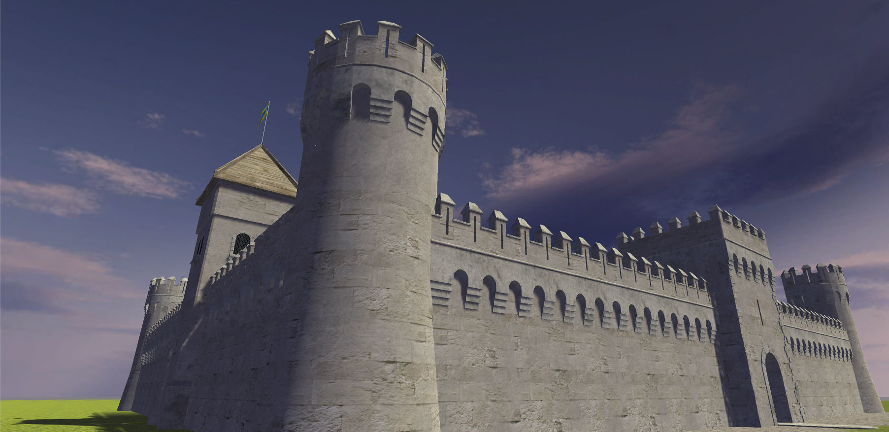 Medieval castle modular walls and towers 2 Low-poly 3D model_3