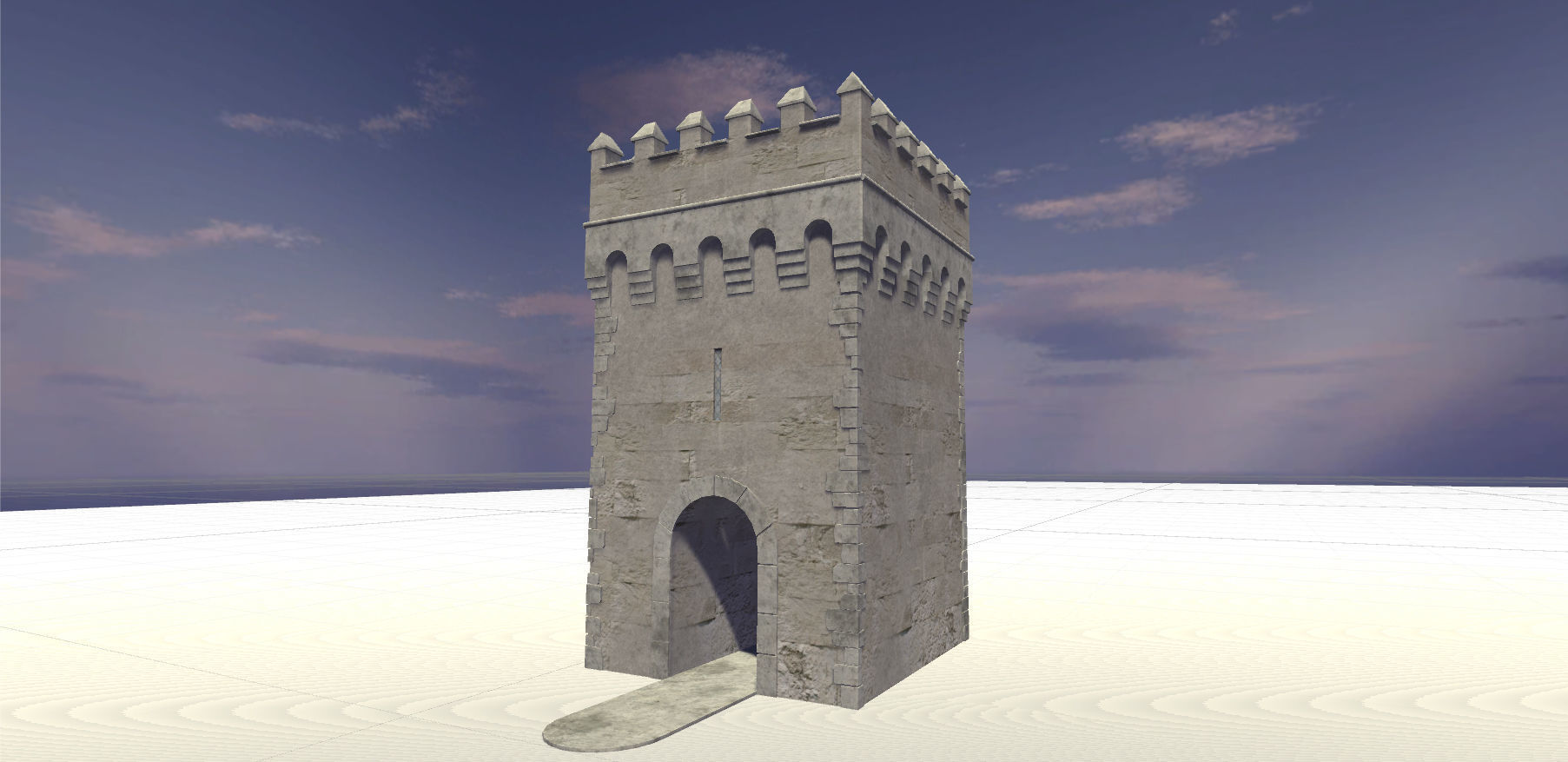 Medieval castle modular walls and towers 2 Low-poly 3D model_6
