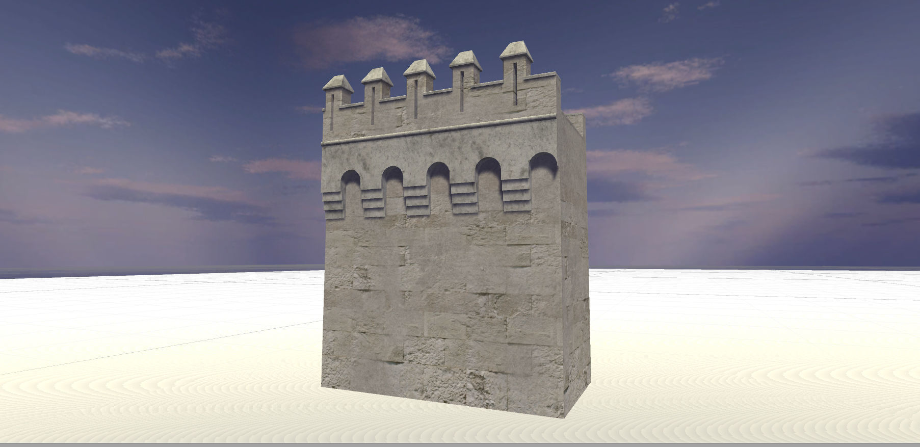 Medieval castle modular walls and towers 2 Low-poly 3D model_5