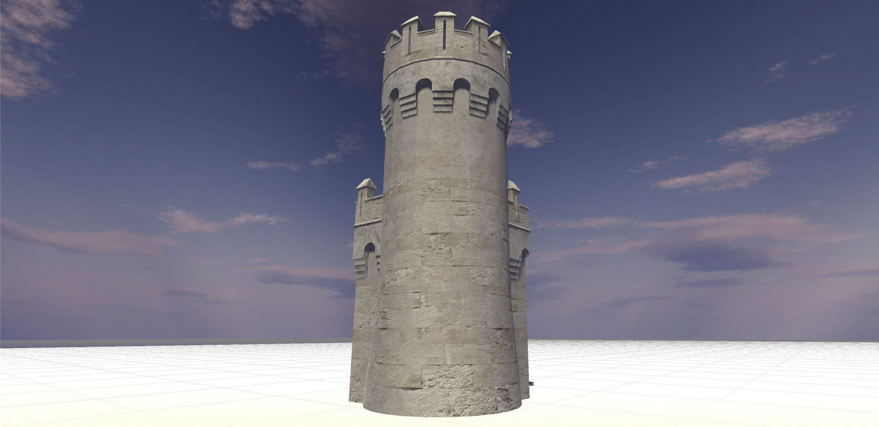 Medieval castle modular walls and towers 2 Low-poly 3D model_4