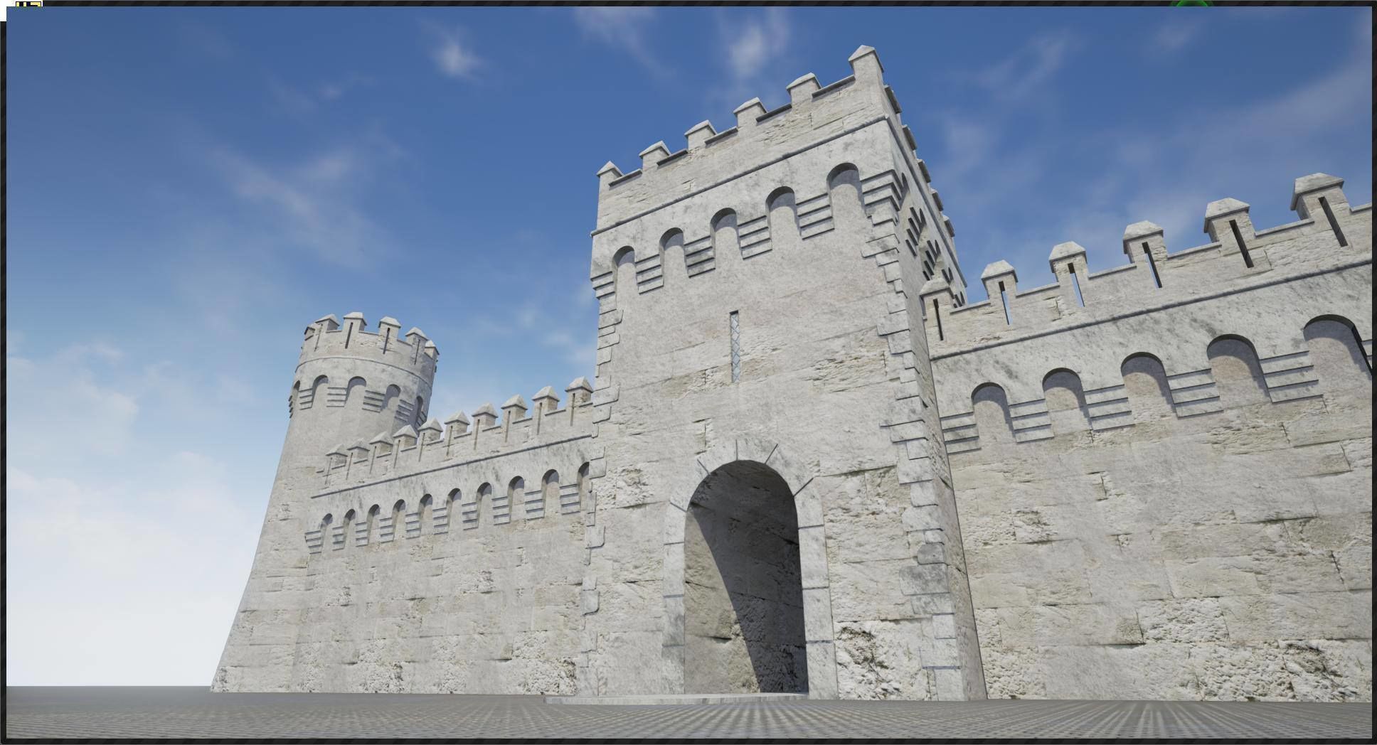 Medieval castle modular walls and towers 2 Low-poly 3D model_1