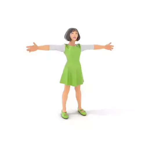 Young Girl in Green Dress Model Pack