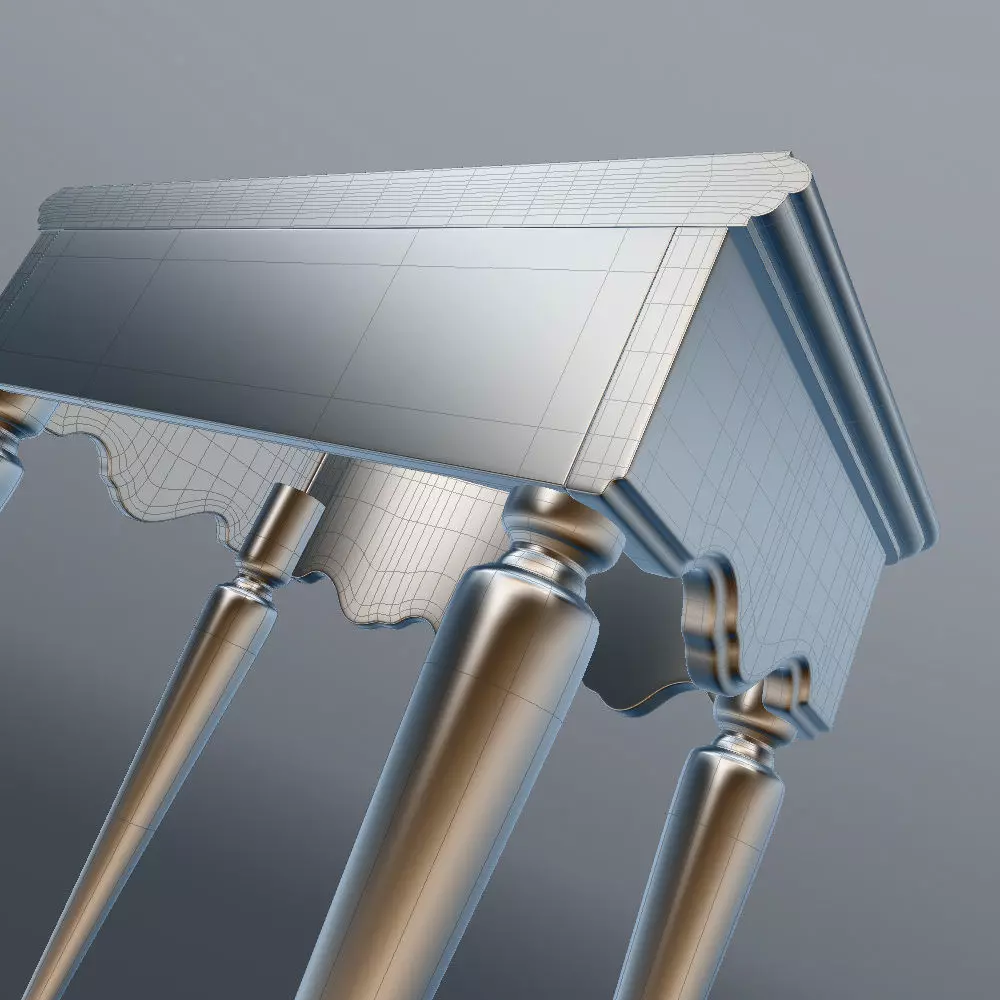 Antique-Style Bedside Table A 3D model_15