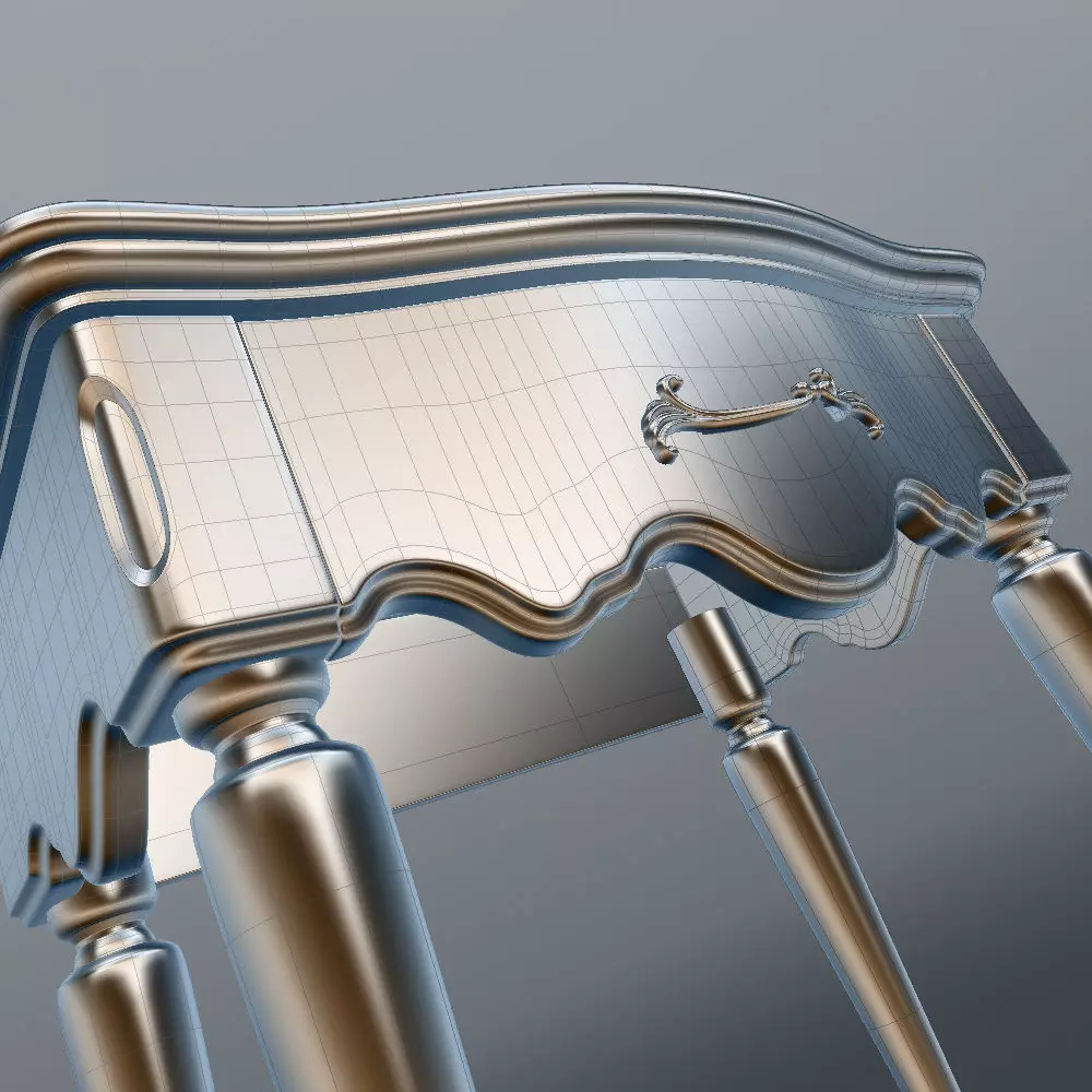 Antique-Style Bedside Table A 3D model_11