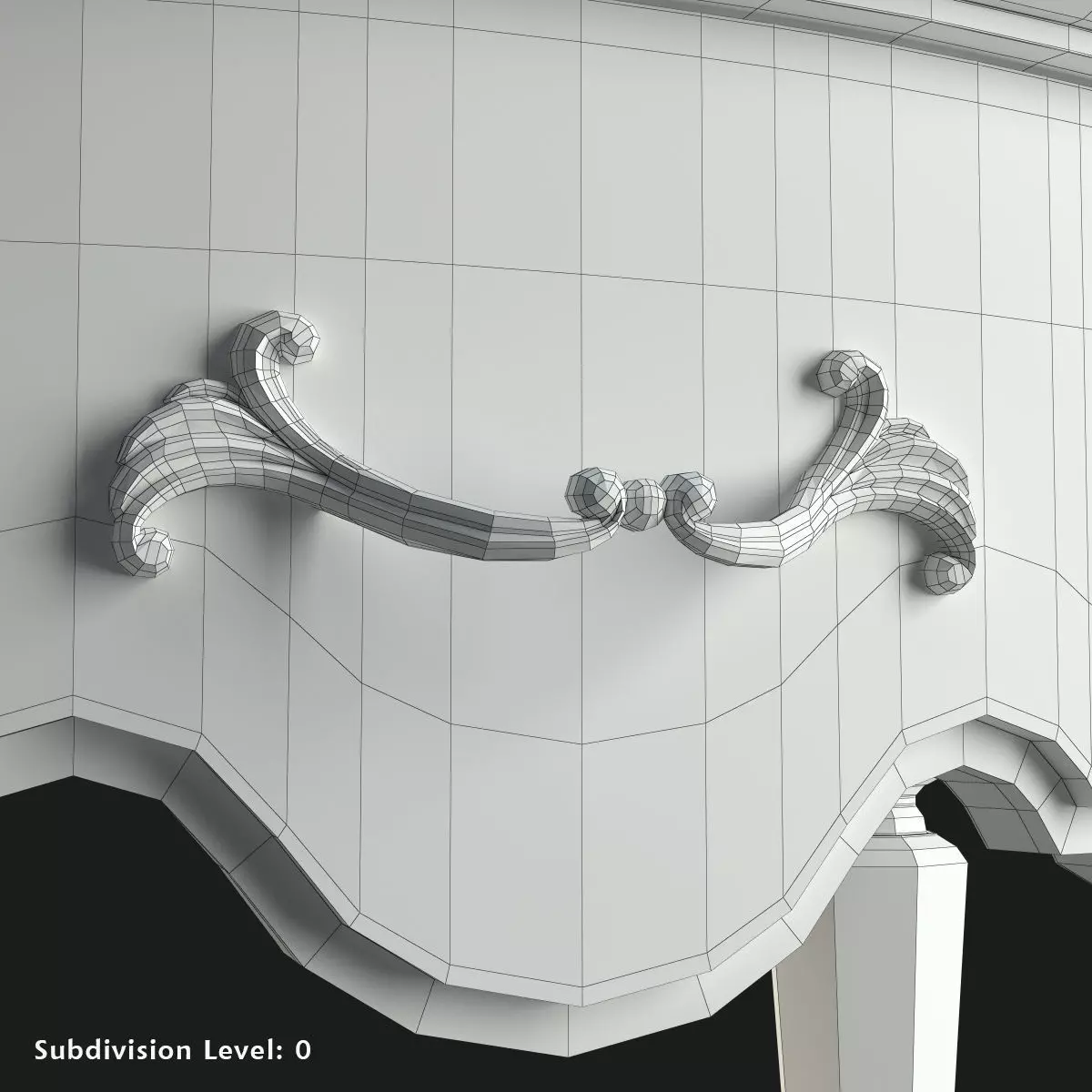 Antique-Style Bedside Table A 3D model_9