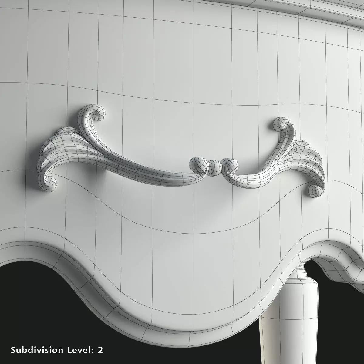 Antique-Style Bedside Table A 3D model_8