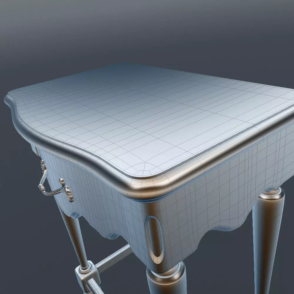 Antique-Style Bedside Table A 3D model_16