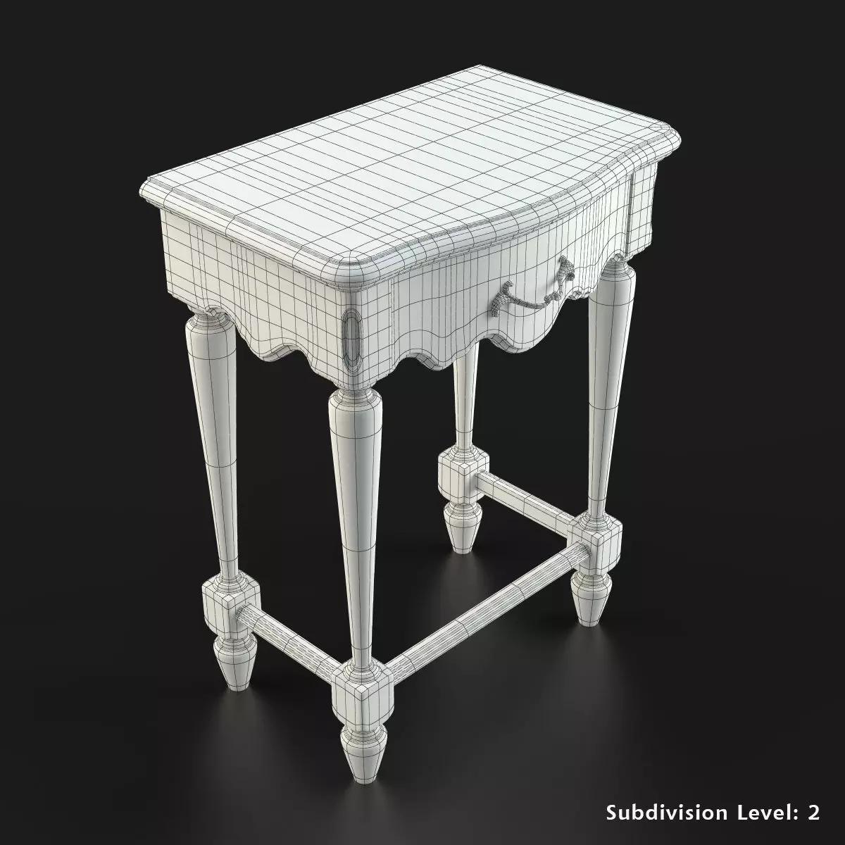 Antique-Style Bedside Table A 3D model_5