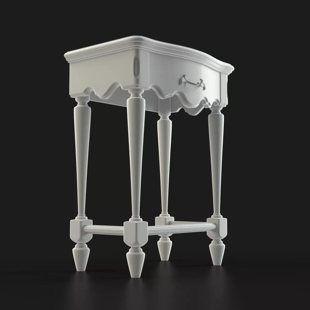 Antique-Style Bedside Table A 3D model_3